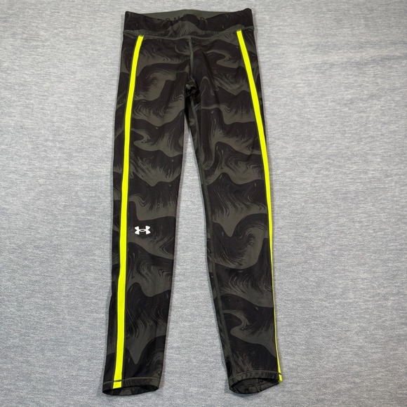 Under Armour Pants - Under Armour‎ Tights Women M Black Camo Neon Trim Compression Running